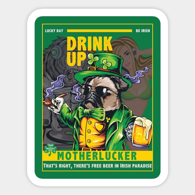 St. Patrick's Day-Irish Drinking Team-Lucky Shamrock Sticker by POD Anytime